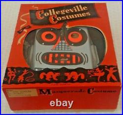 Rare Vintage Collegeville Halloween Costume 1950s ROBOT Electro Mask Outfit MIB
