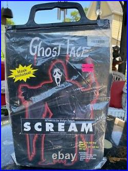 Rare Vintage Fun World SCREAM Stalker Ghost Face Mask Costume Halloween NOS 1997