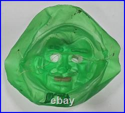 Rare Vintage Green White Plastic Molded Villain Face Moustache Mask U215a