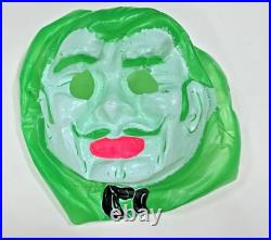 Rare Vintage Green White Plastic Molded Villain Face Moustache Mask U215b Rare Vintage Green White Plastic Molded Villain Face Moustache Mask U215b