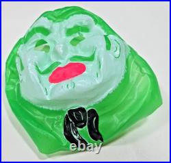 Rare Vintage Green White Plastic Molded Villain Face Moustache Mask U215b