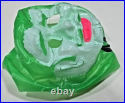 Rare Vintage Green White Plastic Molded Villain Face Moustache Mask U215b