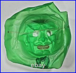Rare Vintage Green White Plastic Molded Villain Face Moustache Mask U215b