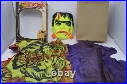 Rare Vtg 1963 Ben Cooper FRANKENSTEIN Halloween Mask Costume Spook Town With Box