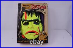 Rare Vtg 1963 Ben Cooper FRANKENSTEIN Halloween Mask Costume Spook Town With Box