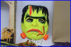 Rare Vtg 1963 Ben Cooper FRANKENSTEIN Halloween Mask Costume Spook Town With Box