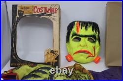 Rare Vtg 1963 Ben Cooper FRANKENSTEIN Halloween Mask Costume Spook Town With Box