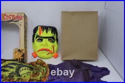 Rare Vtg 1963 Ben Cooper FRANKENSTEIN Halloween Mask Costume Spook Town With Box