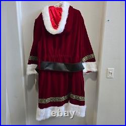 Santa, St. Nick complete suit velvet hooded jacket with white faux fur trim XL