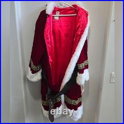 Santa, St. Nick complete suit velvet hooded jacket with white faux fur trim XL