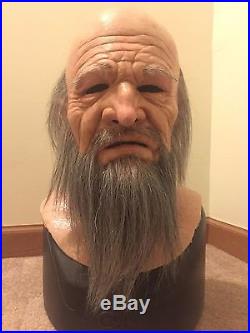 Scary realistic halloween Silicone Mask old man bearded shattered fx