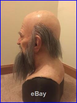 Scary realistic halloween Silicone Mask old man bearded shattered fx