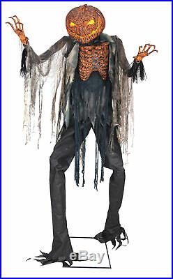 Scorched Scarecrow Animated 7' Prop Lifesize Pumpkin Haunted House Halloween