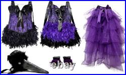 Sexy Costume Black & Purple Feather Corset XL Raven Mask Accessories Halloween