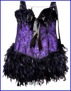 Sexy Costume Black & Purple Feather Corset XL Raven Mask Accessories Halloween