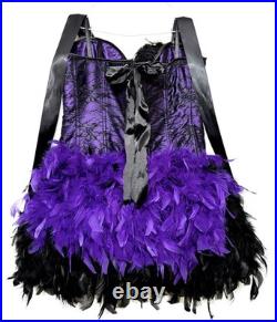 Sexy Costume Black & Purple Feather Corset XL Raven Mask Accessories Halloween