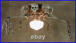 Skeleton Arm Ceiling Fan with Skulls, Halloween Prop, Human Skeletons