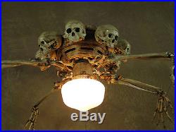 Skeleton Arm Ceiling Fan with Skulls, Halloween Prop, Human Skeletons