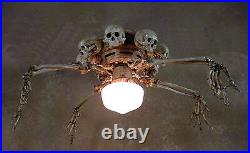 Skeleton Arm Ceiling Fan with Skulls, Halloween Prop, Human Skeletons