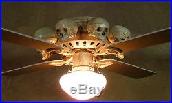 Skeleton Ceiling Fan with Skulls, Halloween Prop, Human Skeletons