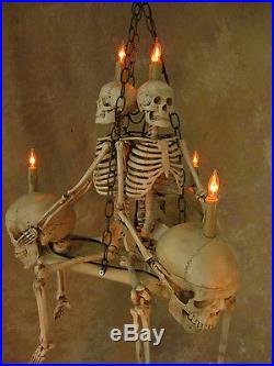 Skeleton Chandelier, Halloween Prop, Human Skeletons