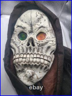 Skeleton Full Hoodie Mask with Hologram Eyes-Skull Halloween Adult Skull VTG