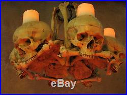 Skull Hip Bone Chandelier with Wax Candles, Halloween Prop, Human Skeletons, NEW