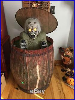 Spirit Halloween Barrel Rising Zombie Sound Activated Lighted Laughing 53 Prop