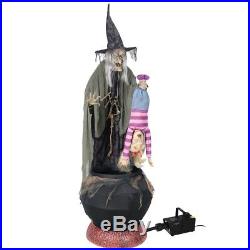 Stew Brew Witch with Victim Animated Prop, Horror Sorceress Halloween