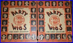 TWO 1940s HALCO HALLOWEEN COSTUME COMPANY PARTY WIGS ANTIQUE GYPSY SPANISH BOY
