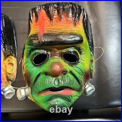 TWO Vintage 1970's Ben Cooper FRANKENSTEIN Masks Halloween Costume NEW OLD STOCK