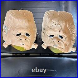 TWO Vintage 1970's Ben Cooper FRANKENSTEIN Masks Halloween Costume NEW OLD STOCK