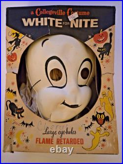 TWO Vtg 1950s & 1960s Collegeville'CASPER' Halloween Costumes Mask Box Med 8-10