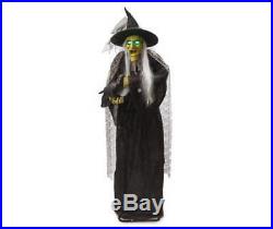 Talking Halloween Animated Witch 6ft Tall Life Size Prop LED Eyes Scary Laugh