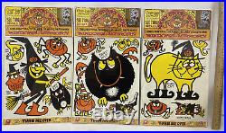 Three Different Kooky Spooky Halloween 1970's Stained Glass Window Clings