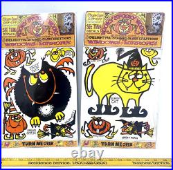 Three Different Kooky Spooky Halloween 1970's Stained Glass Window Clings