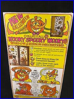 Three Different Kooky Spooky Halloween 1970's Stained Glass Window Clings