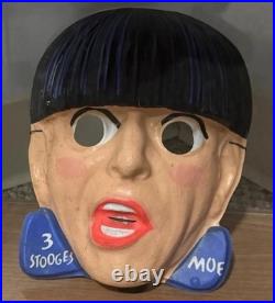Three Stooges Halloween Costume & Moe Mask 1960 Ben Cooper 3 Stooges