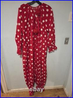 True Vintage 70s 80s Adult Clown Halloween Costume Red White Polka Dot Large/XL