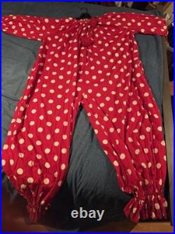 True Vintage 70s 80s Adult Clown Halloween Costume Red White Polka Dot Large/XL