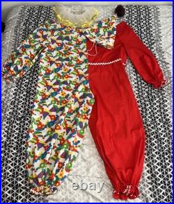 True Vintage 70s 80s Adult Clown Halloween Costume With Accessories Large/XL