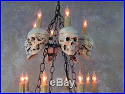 Two-Tiered Medium Skull Chandelier, Halloween Prop, Human Skeletons, NEW