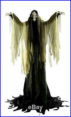 VIDEO 7' HALLOWEEN LIFE SIZE ANIMATED Hagatha Towering Witch PROP HAUNTED Spirit