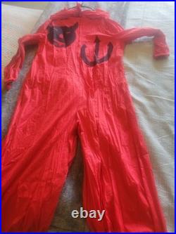 VINTAGE ANTIQUE HALLOWEEN COSTUME LOT OF 3 HANDMADE DEVIILCATSKELETON Free ship