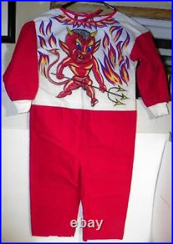 VTG 1950s Sexy & Cute Little Red Devil CHILD / KID HALLOWEEN Fabric SUIT COSTUME