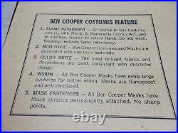 VTG 1972 Ben Cooper Skeleton Costume Vented Mask Sz 12-14 Original Box Halloween