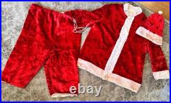 VTG 40s 50s Santa Claus Costume Christmas J. Halpern Co Halco Jacket hat red