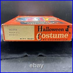 VTG Collegeville Indian Halloween Costume Mask Chief Head Child Sz M 8-10 Box