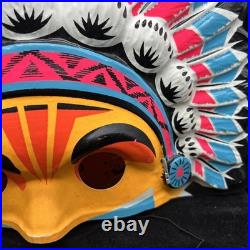 VTG Collegeville Indian Halloween Costume Mask Chief Head Child Sz M 8-10 Box VTG Collegeville Indian Halloween Costume Mask Chief Head Child Sz M 8-10 Box