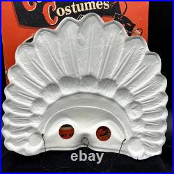 VTG Collegeville Indian Halloween Costume Mask Chief Head Child Sz M 8-10 Box